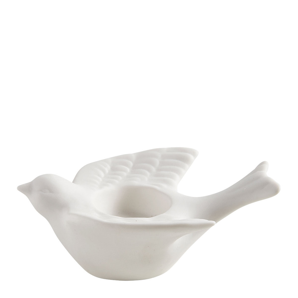 Bougeoir Mésange en biscuit de céramique blanc, MATHILDE M