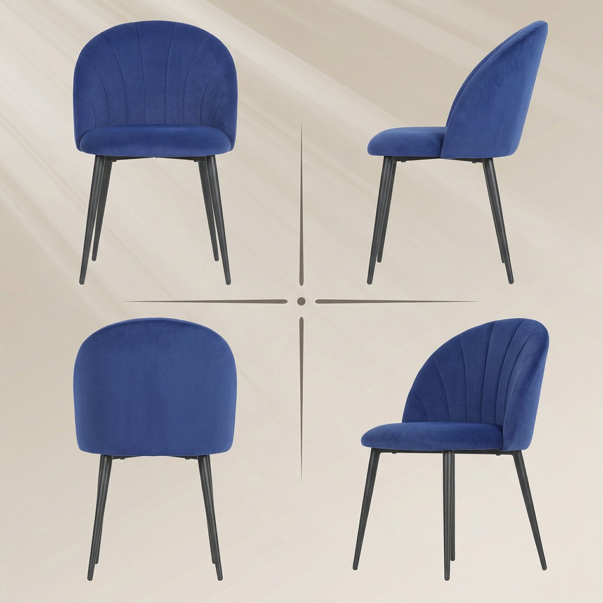 Chaise de salle à manger Velours (100 % bleu, noir, HOMCOM