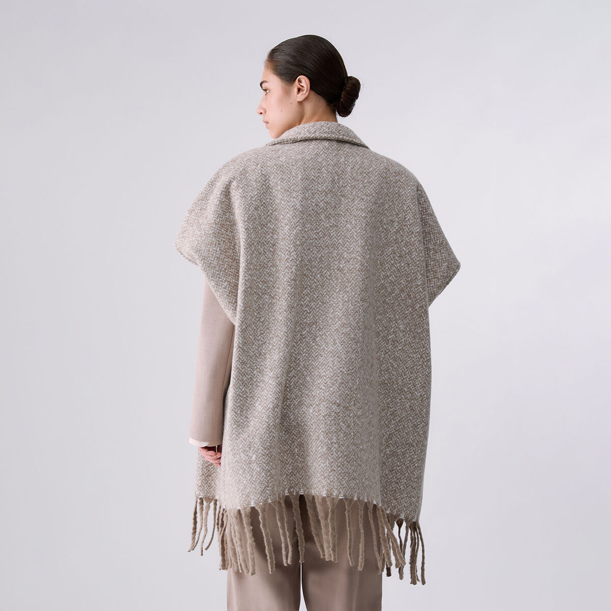 Poncho long en jacquard gris, LIU JO
