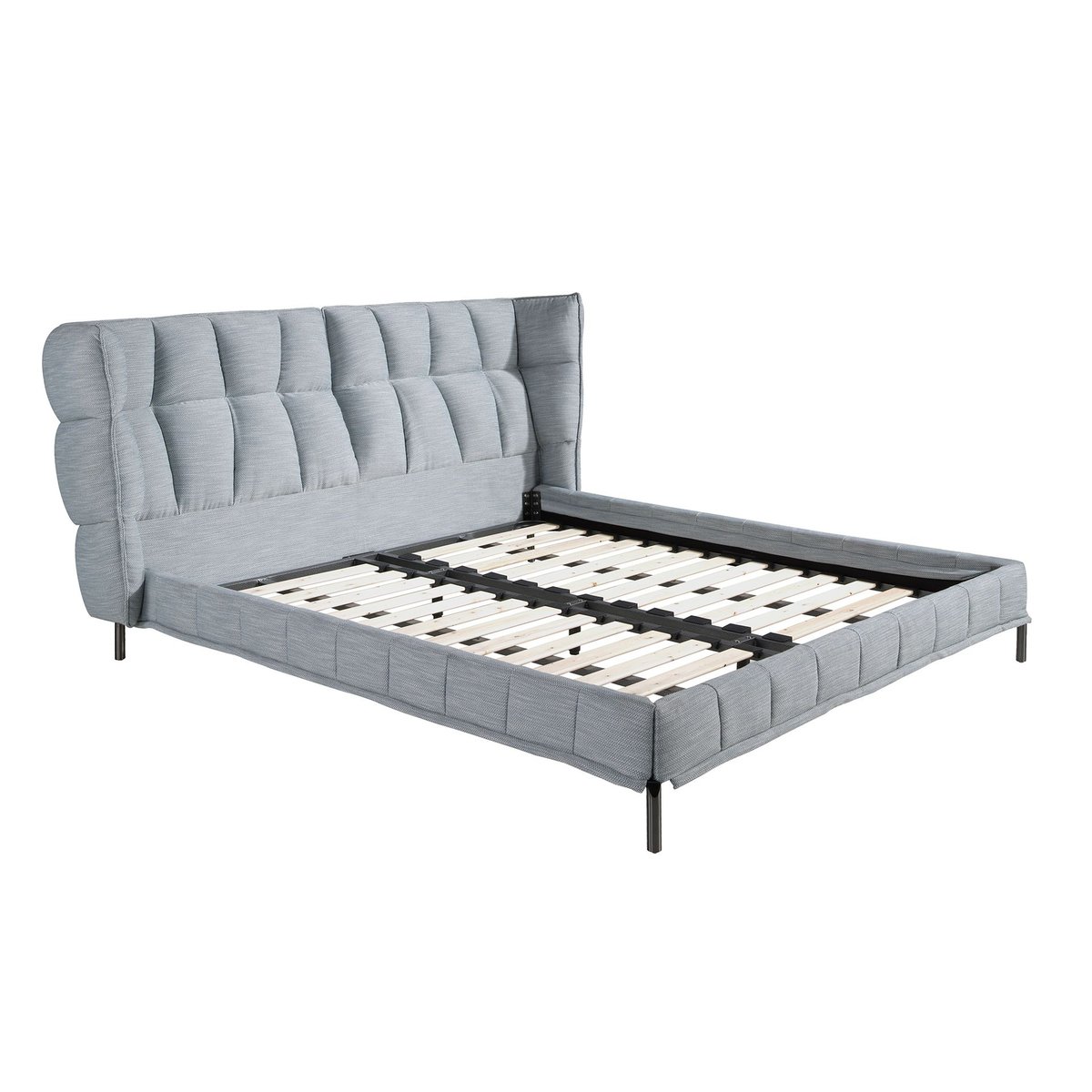 Lit en tissu gris-bleu clair gris bleu clair | acier foncé, ANGEL CERDA
