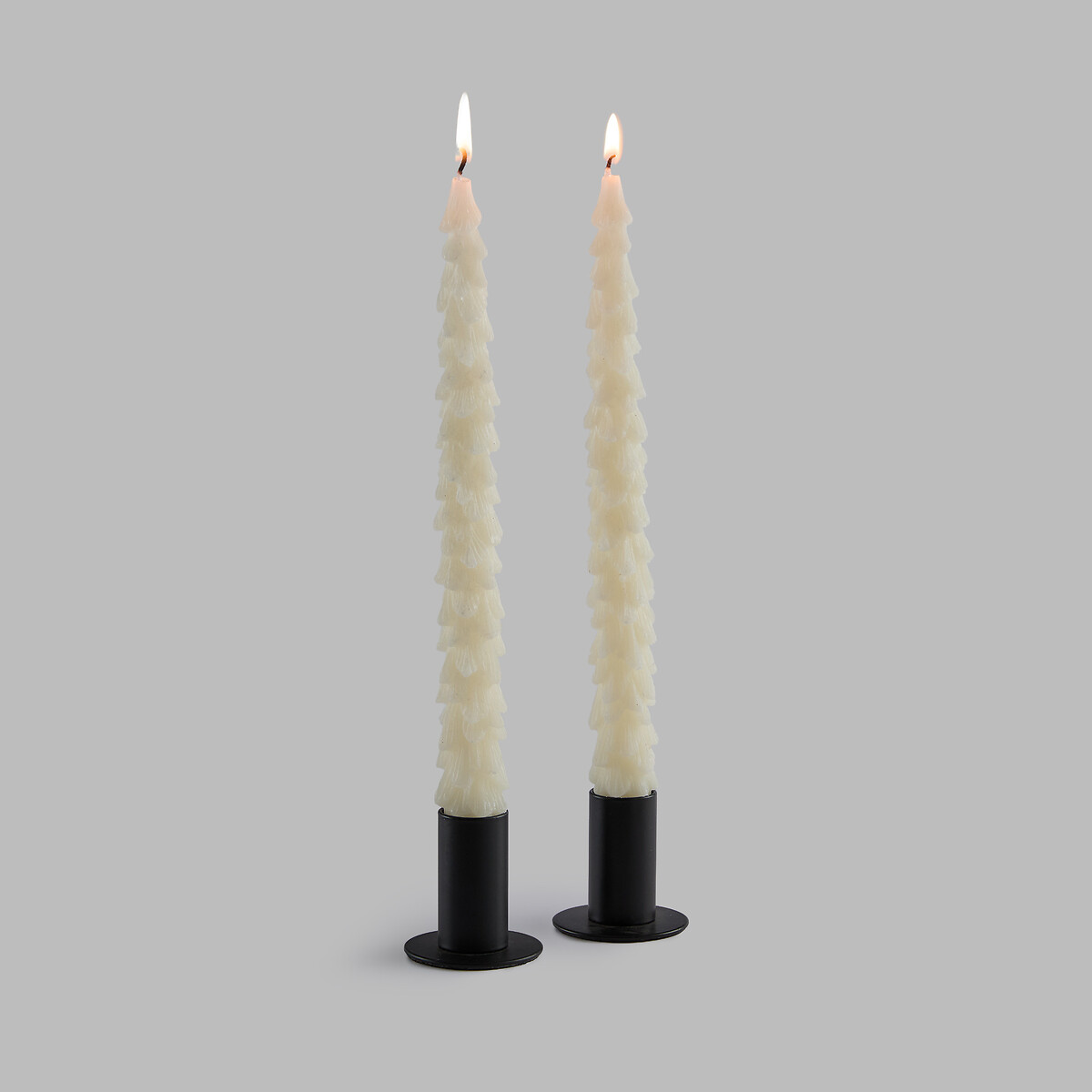 Lot de 2 bougies, forme sapin, en cire, CASPAR ecru, LA REDOUTE INTERIEURS