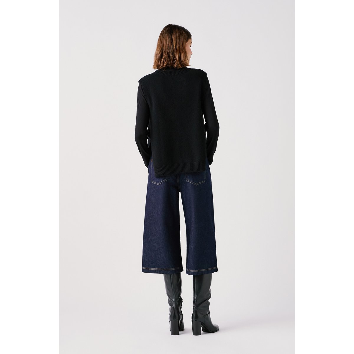 Poncho ample en laine HEVY noir, CAROLL