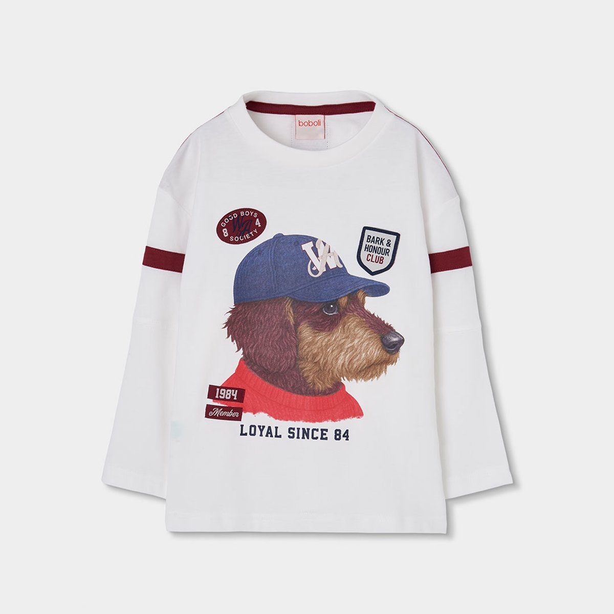 T-shirt maille garçon imprimé chien blanc, BOBOLI