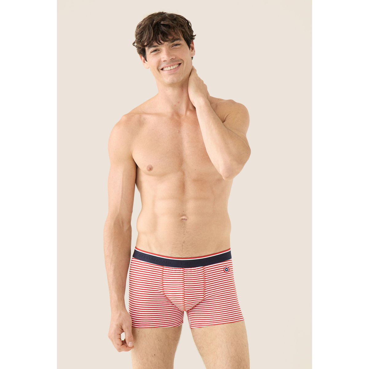Lot de 3 boxers en coton Marius marinière rouge blanc marinière bleu, LE SLIP FRANCAIS