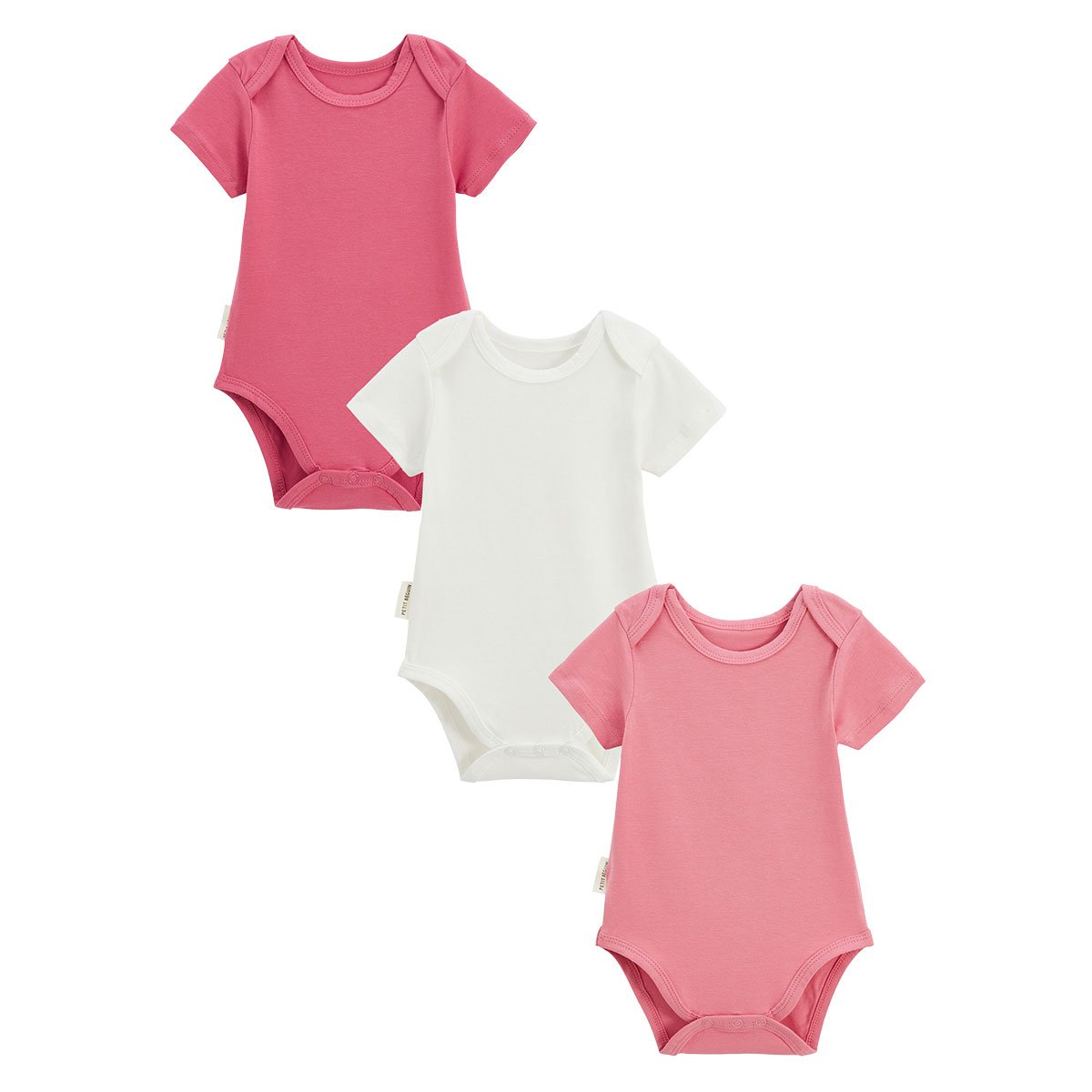 Lot de 3 bodies bébé manches courtes Anaelle rose, PETIT BEGUIN