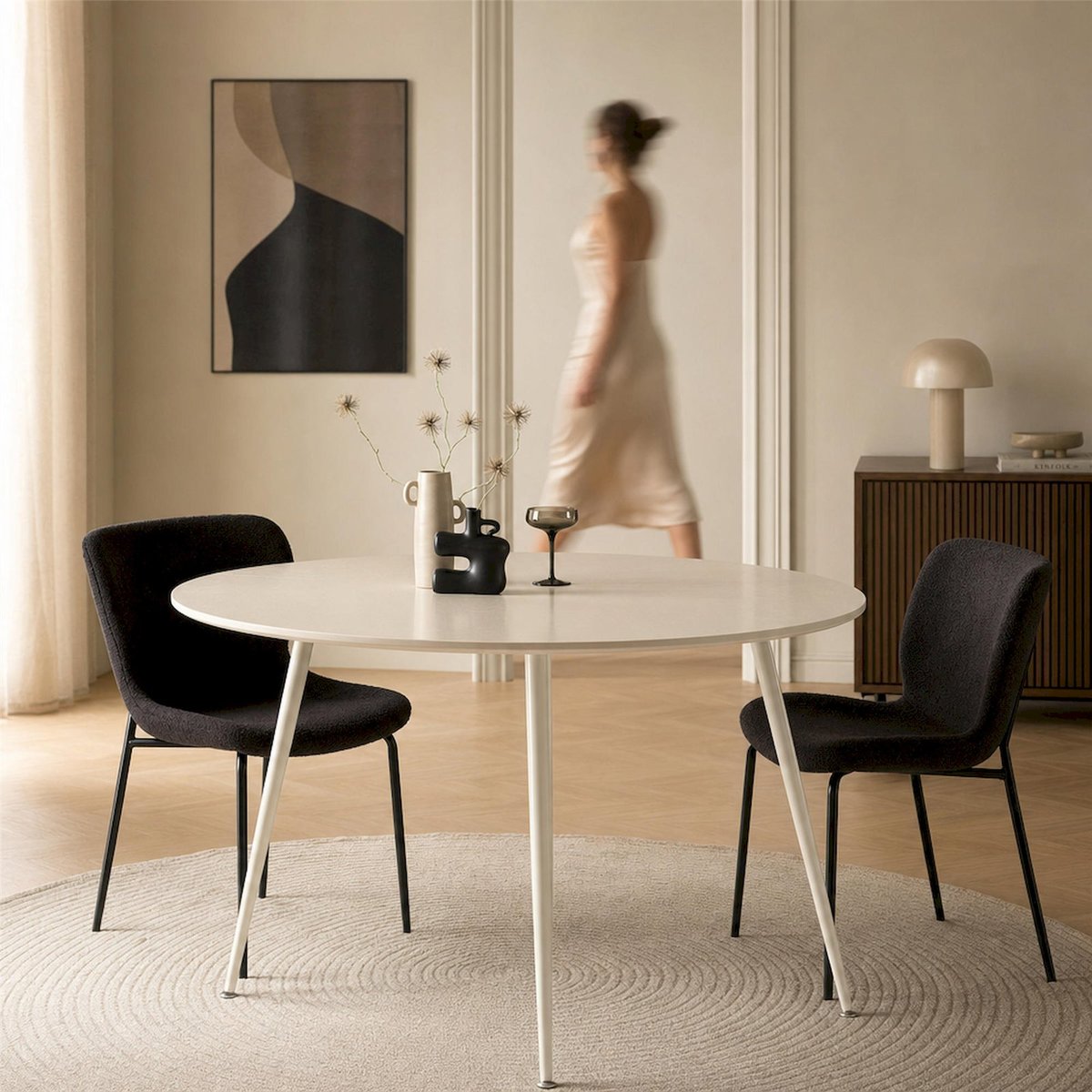 Table ronde en métal collection PLAŻA beige, RECOLLECTION