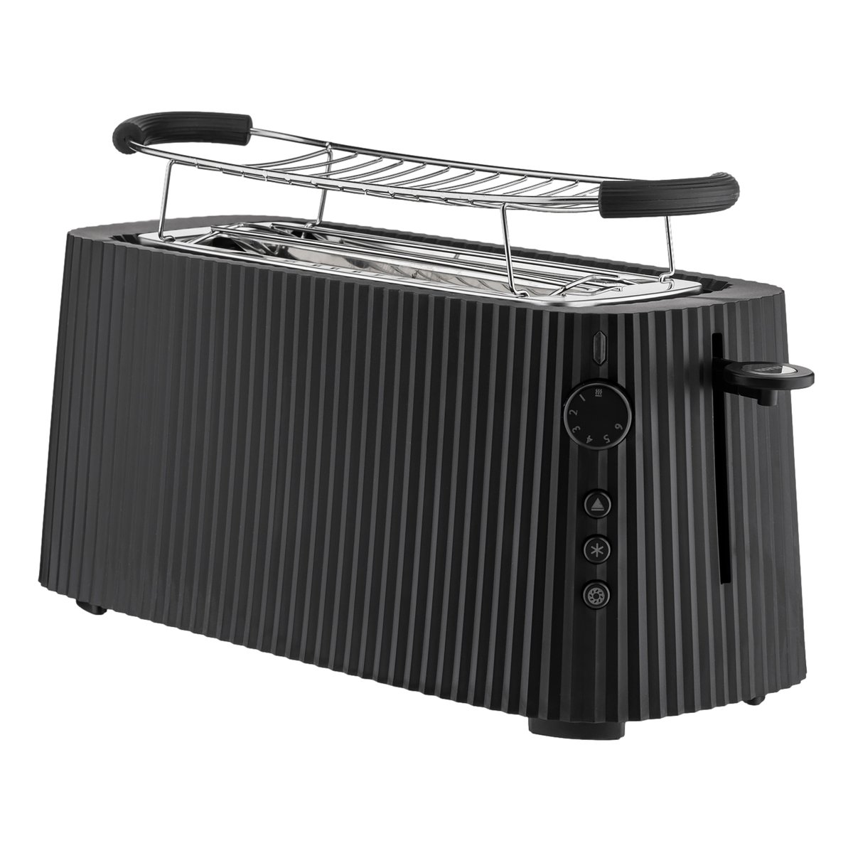 Grille-pain à double compartiment - plissé long  - noir noir, ALESSI