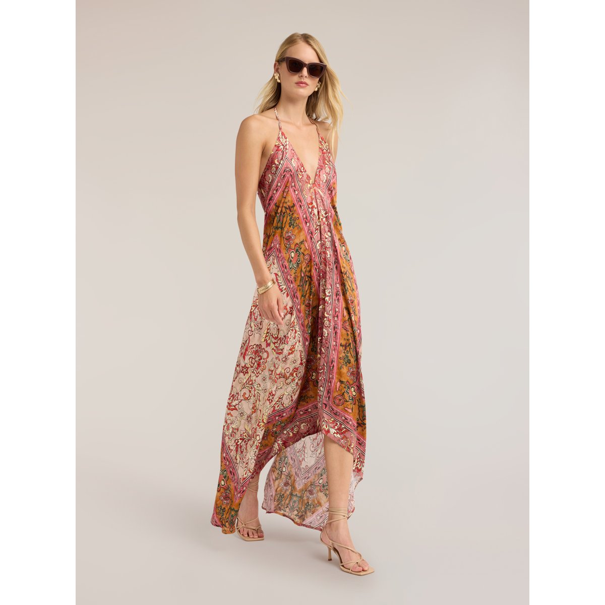 Robe longue imprimée rose, MOTIVI