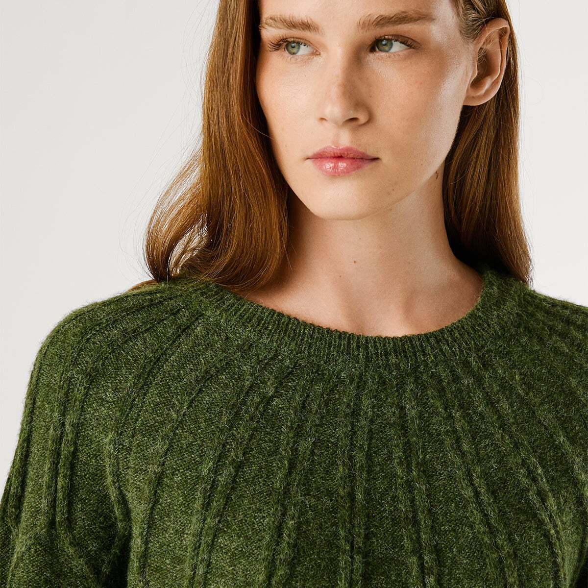 Pull Col Rond En Maille vert kaki, PEPE JEANS