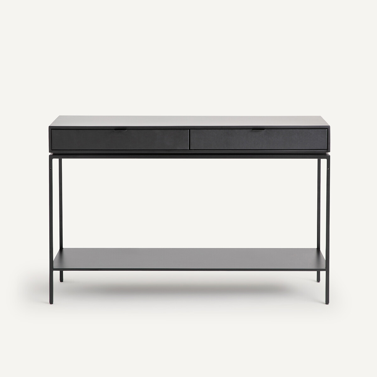 Console métal acier et cuir Réalto noir, AM.PM