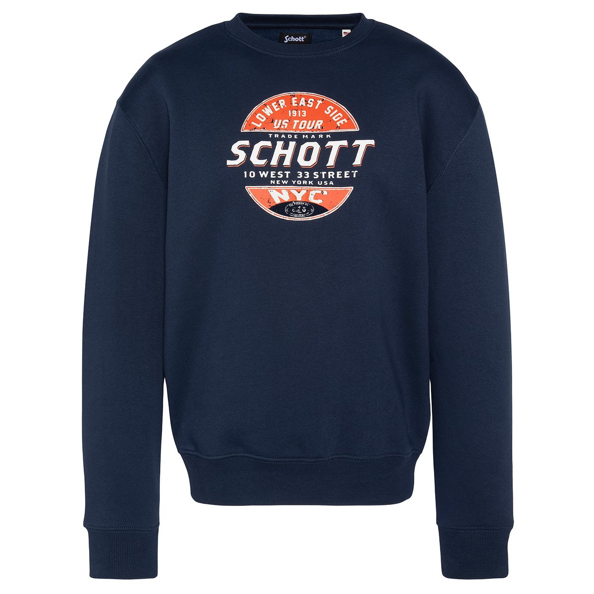 Sweatshirt col rond marine, SCHOTT