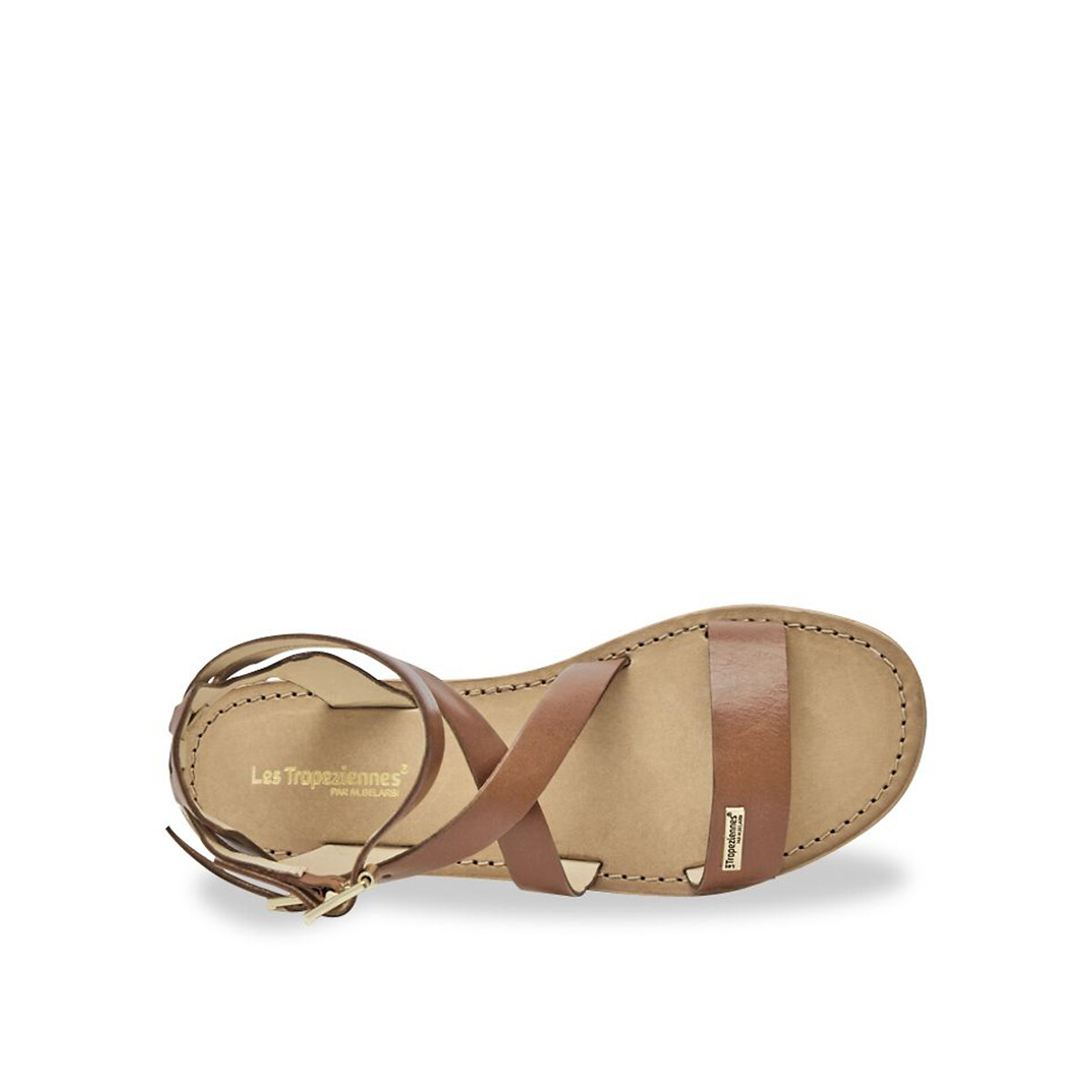 Sandales cuir à petit talon Hocean tan, LES TROPEZIENNES PAR M.BELARBI
