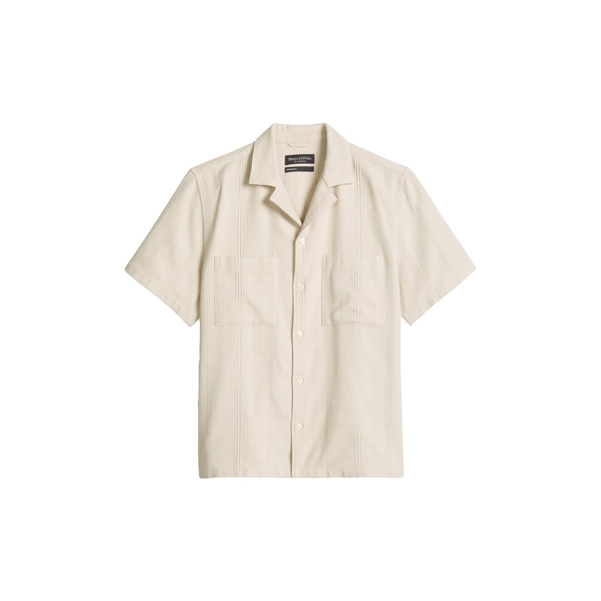 Chemise à manches courtes regular avec mélange de structures à rayures gris clair, MARC O'POLO