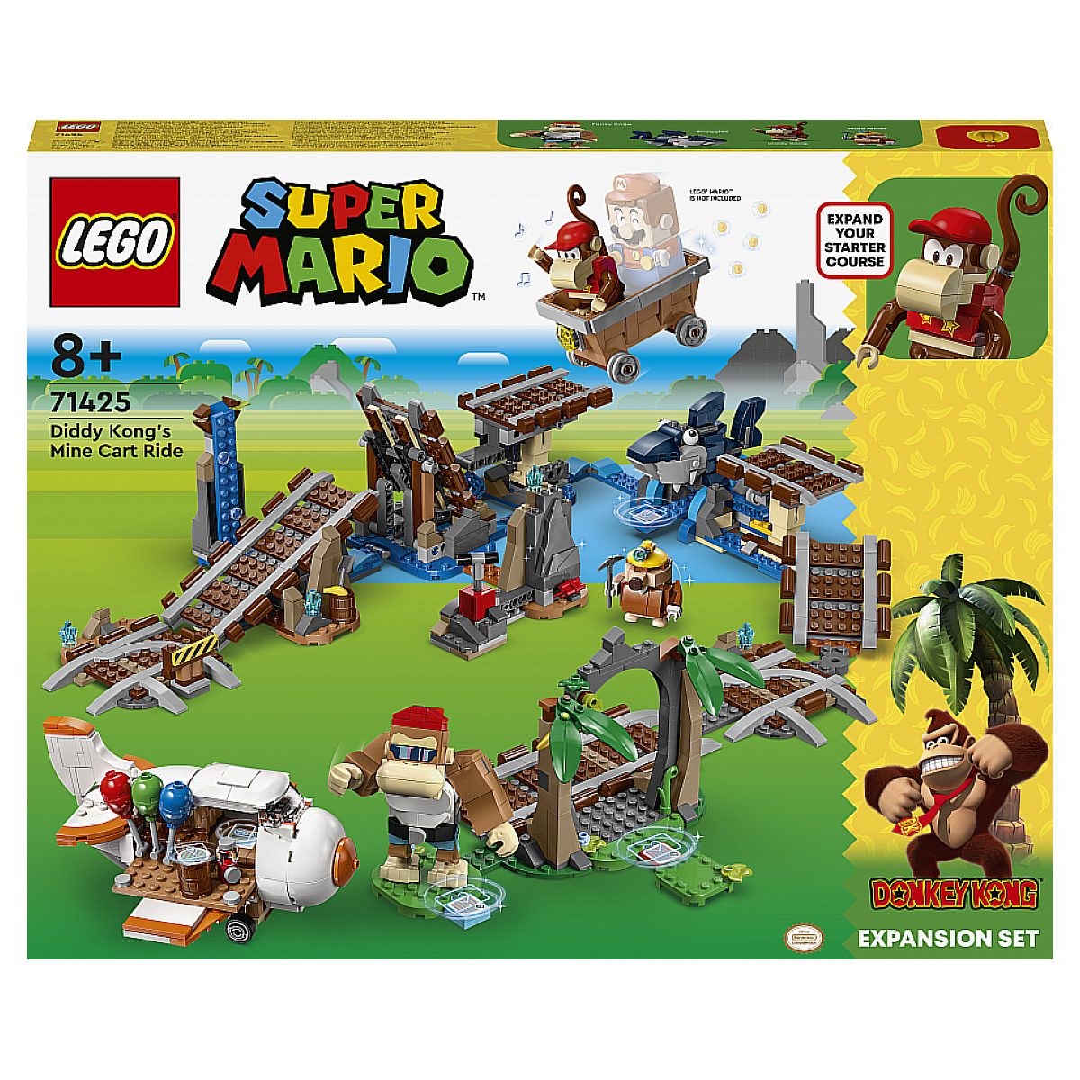 71425 Ensemble d extension course de chariot de mine de diddy kong Super Mario couleur unique, LEGO