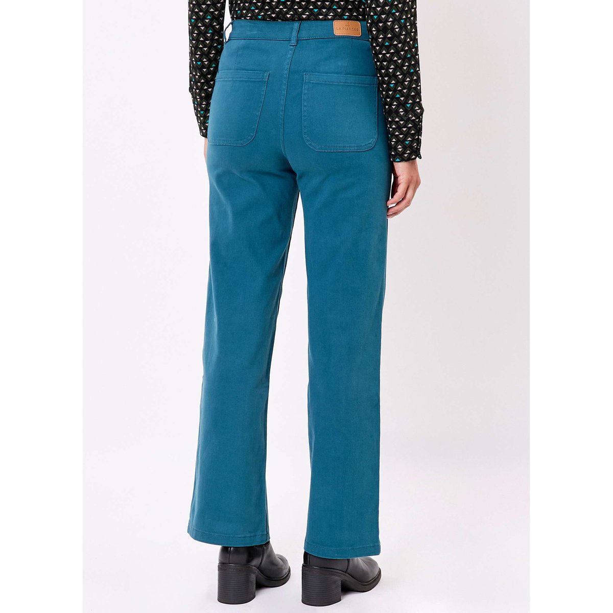 Pantalon large coton stretch OMAYA bleu atlantic omaya, LA FIANCÉE