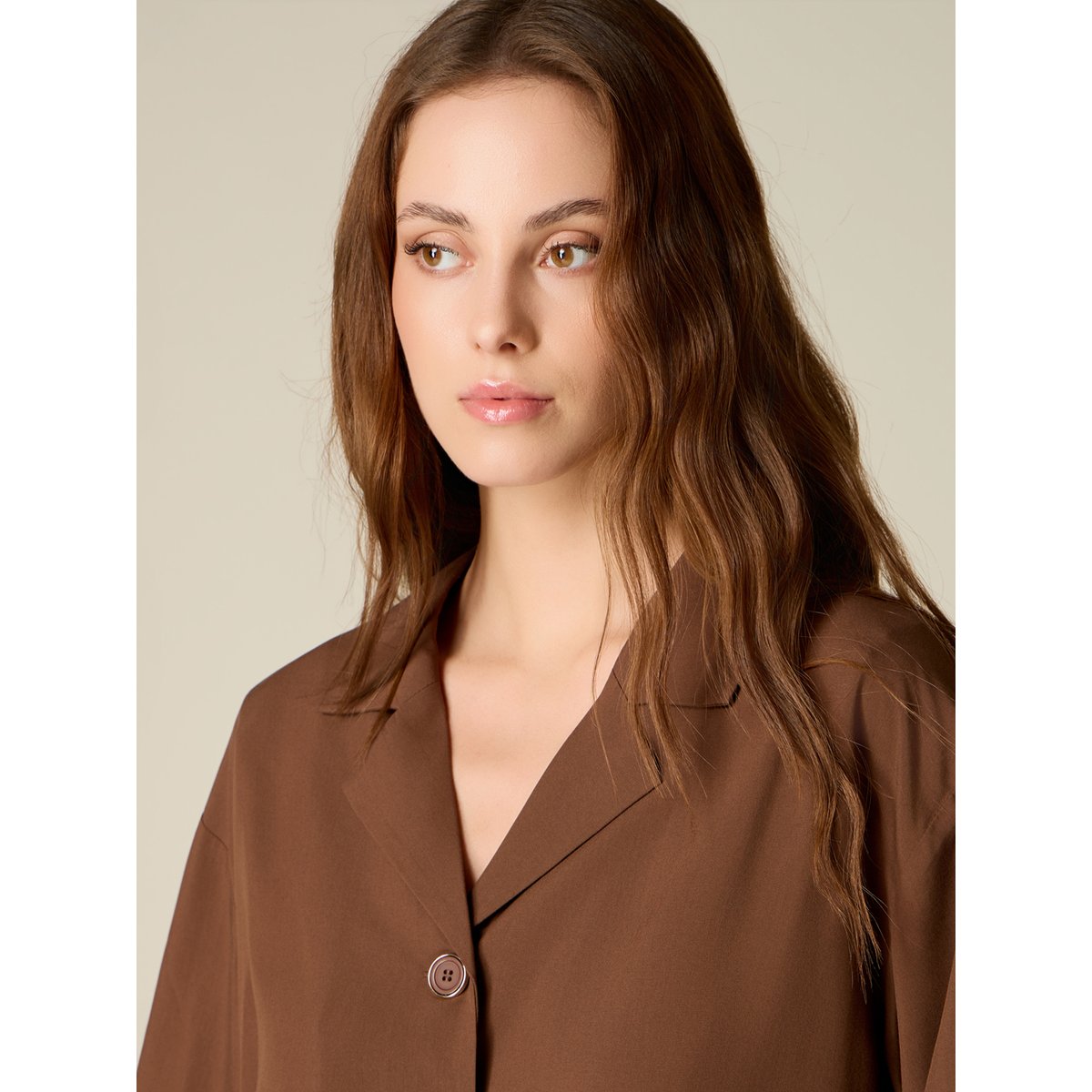 Chemise courte en viscose marron, OLTRE