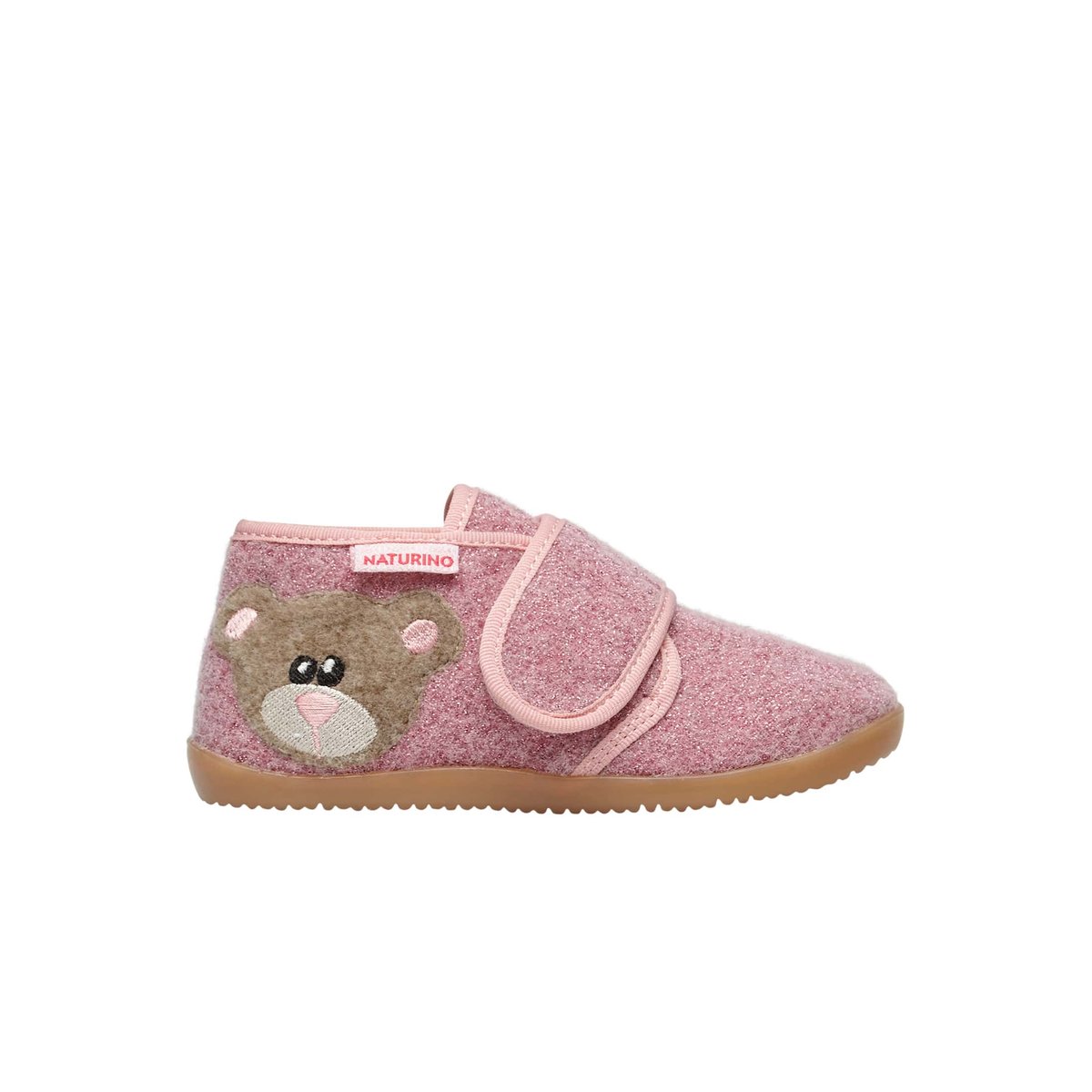 Pantoufles avec écusson ours CARILLON rose, NATURINO