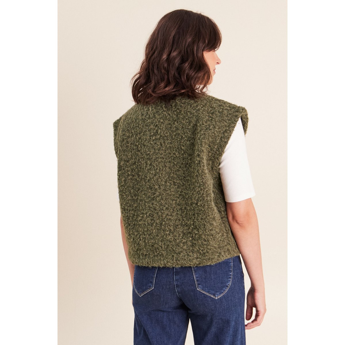 Gilet ample sans manches vert kaki, BREAL