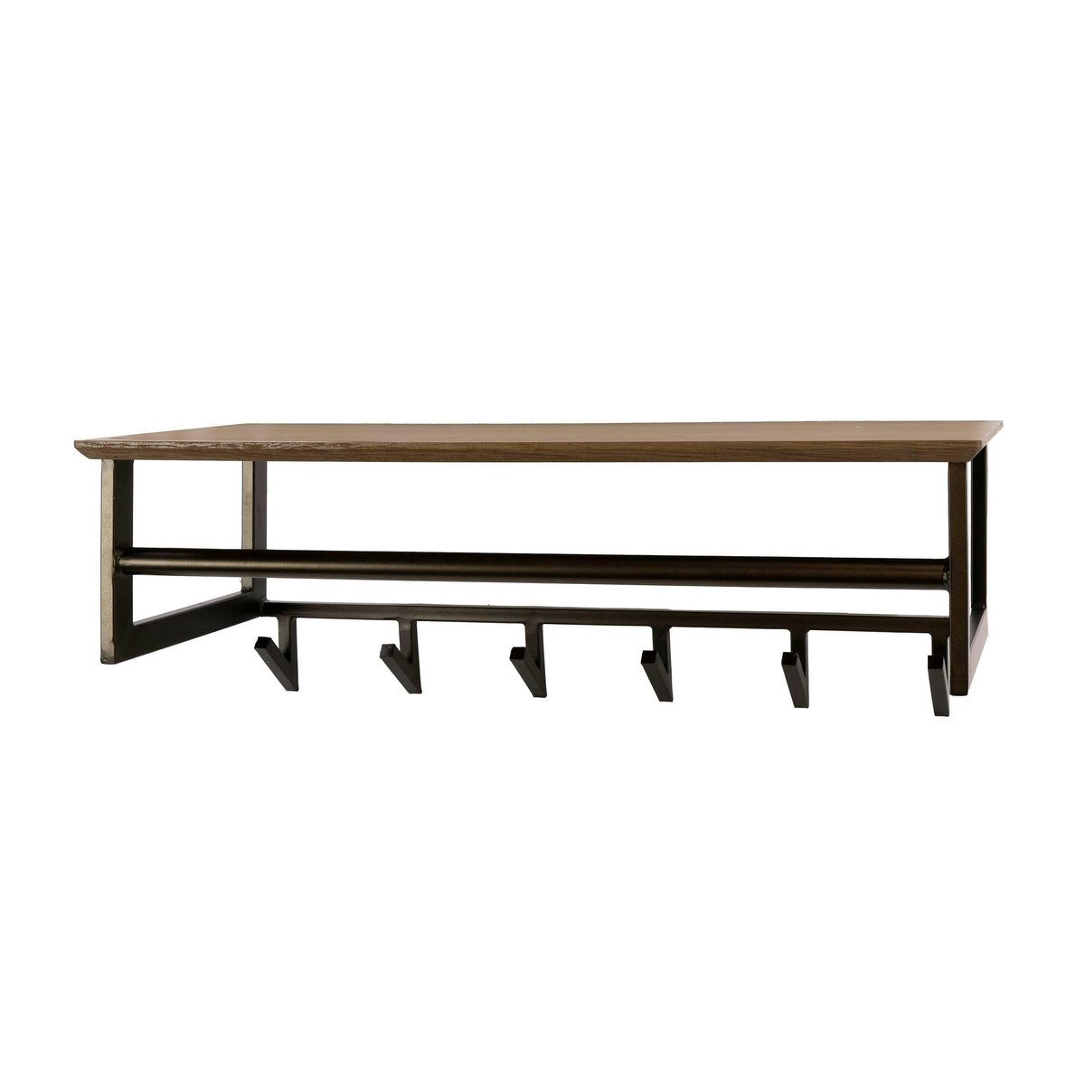Portemanteau mural bois métal bronze 6 crochets HELSINKI marron, PIER IMPORT