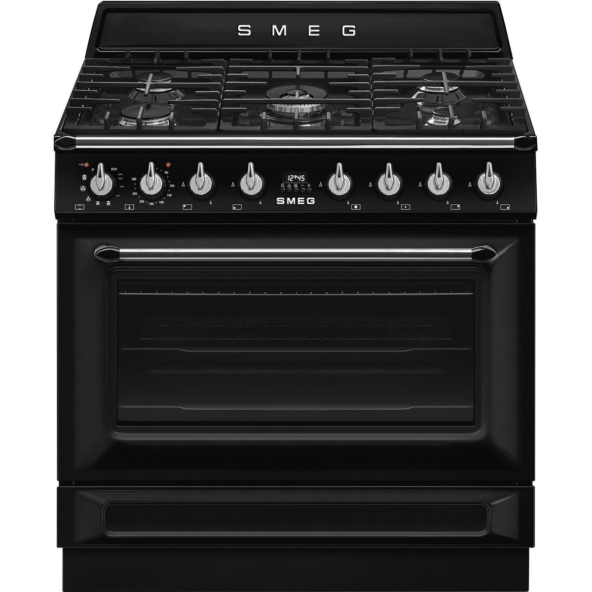 Piano de cuisson gaz 90cm pyrolyse TR90 noir brillant, SMEG
