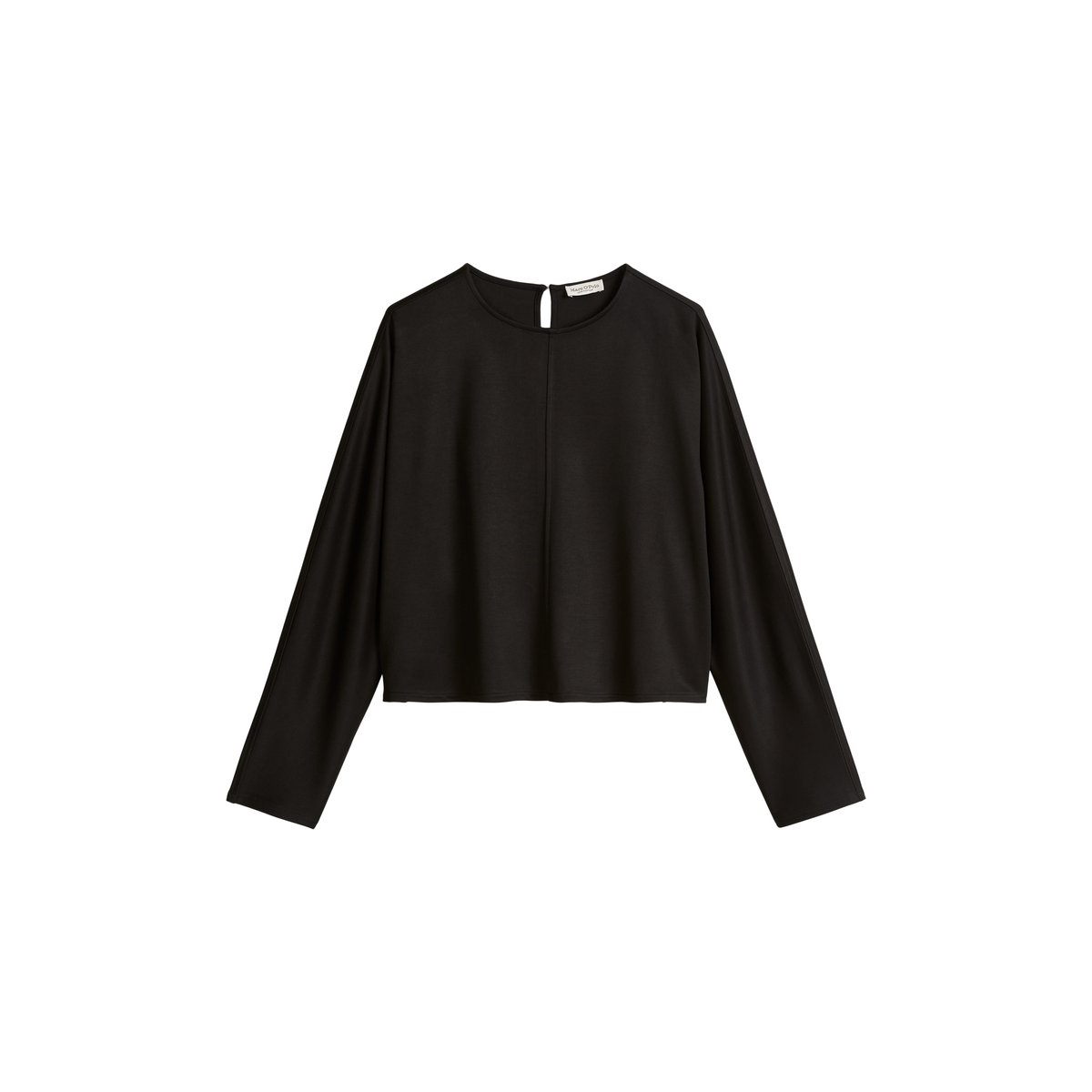 T-shirt long cropped en LENZING™ ECOVERO™ noir, MARC O'POLO