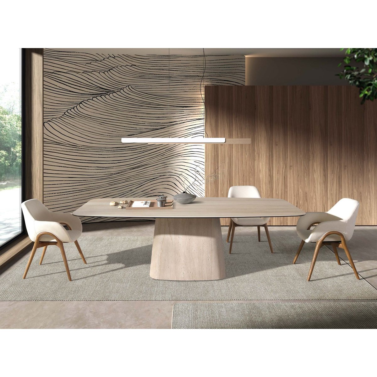 Chaise en tissu noyer | beige, ANGEL CERDA