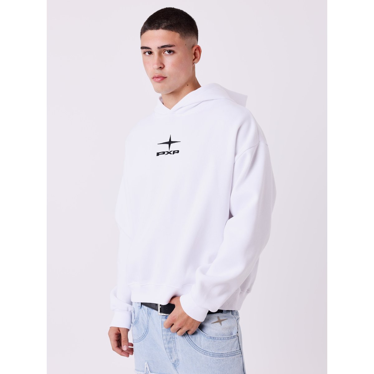 Hoodie boxy Essentials blanc, PROJECT X