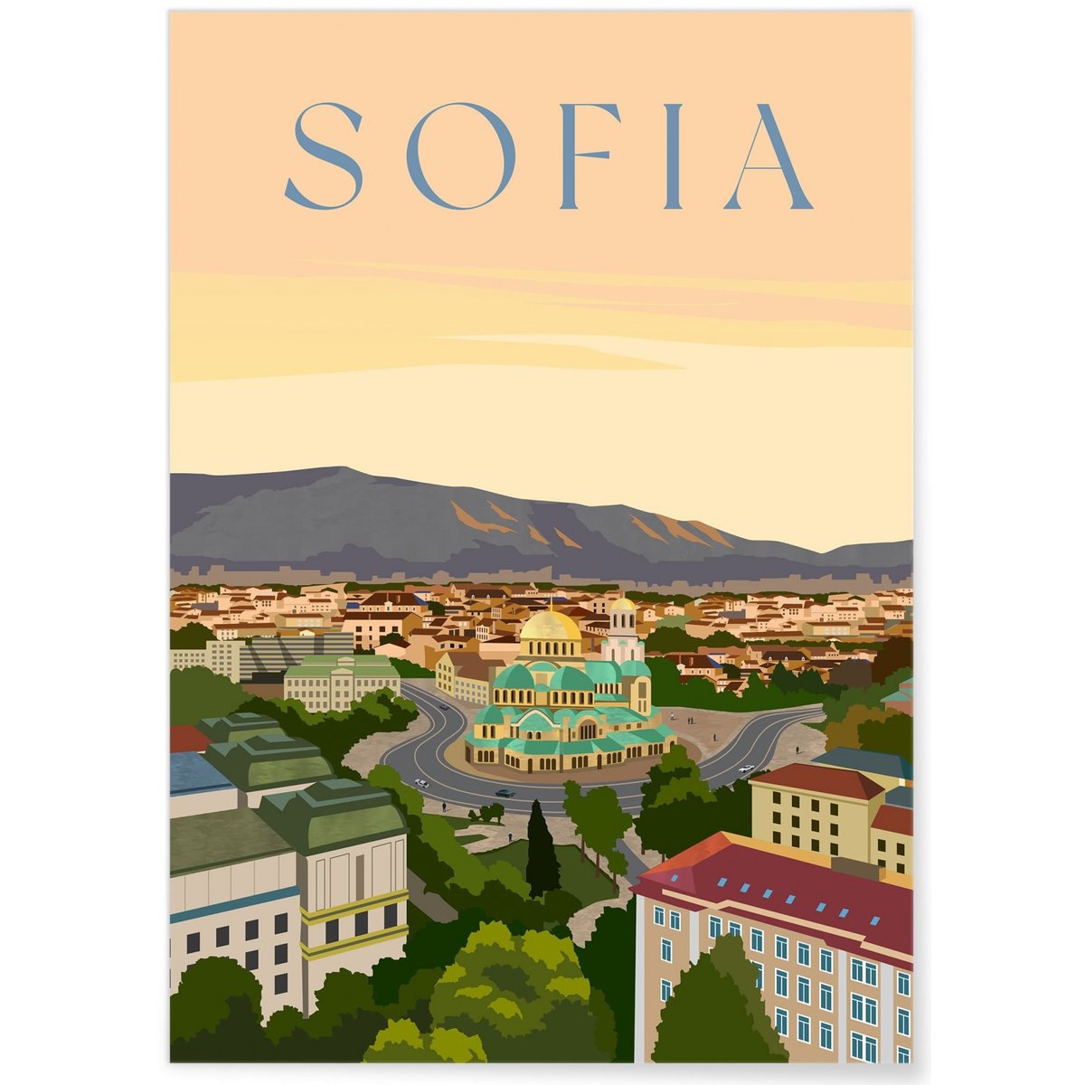 Affiche ville Sofia blanc, L'AFFICHERIE