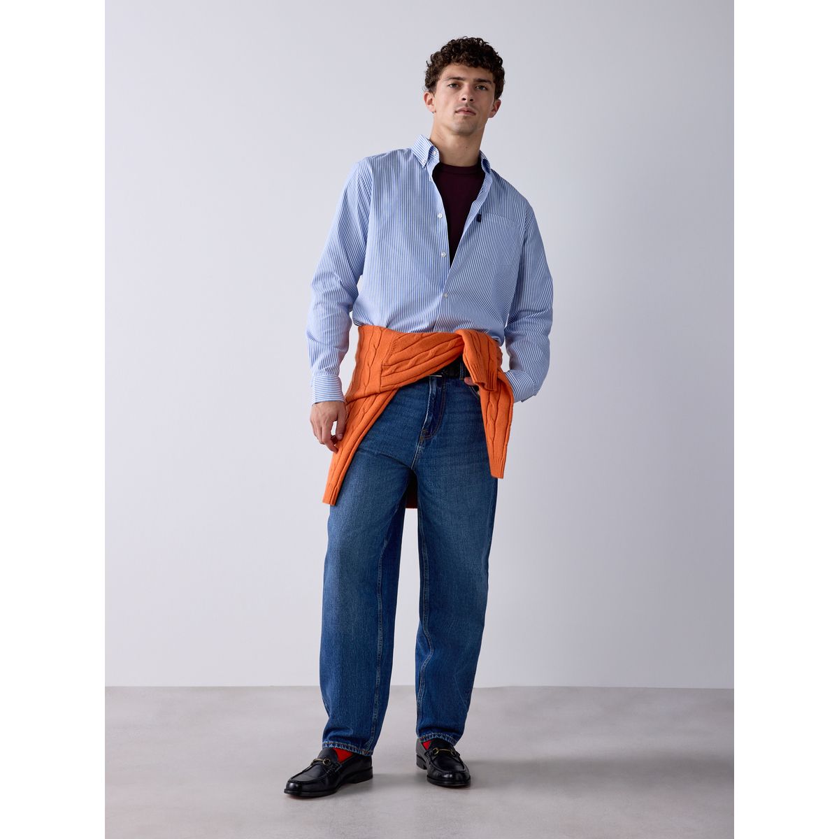 Chemise oxford standard boutonnée rayures bleues, NEXT
