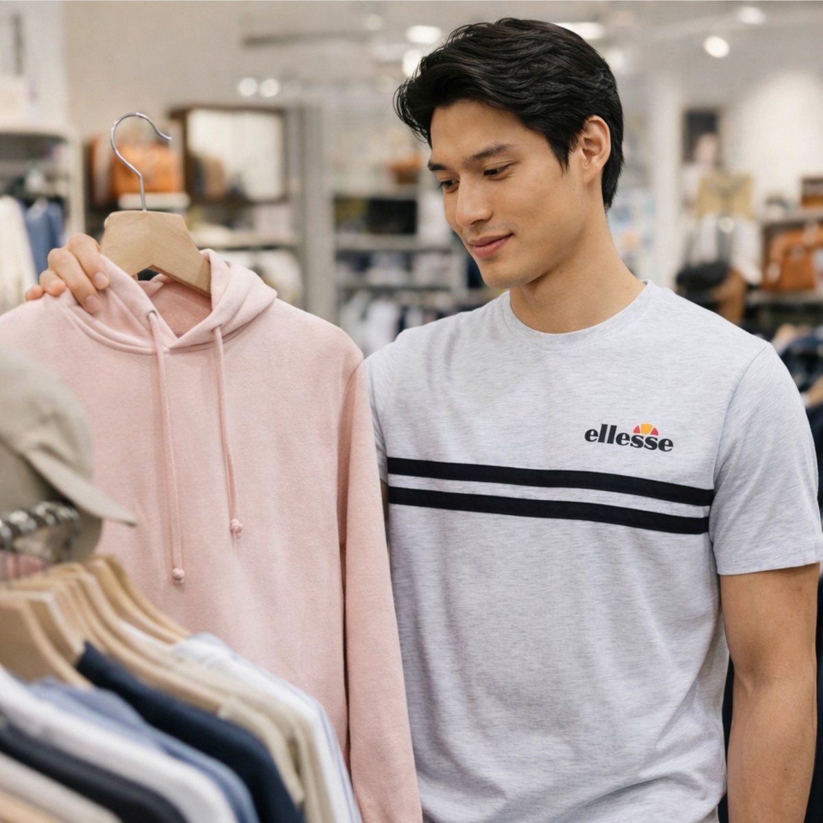 T-shirt manches courtes à rayures, col rond DAILY blanc, ELLESSE