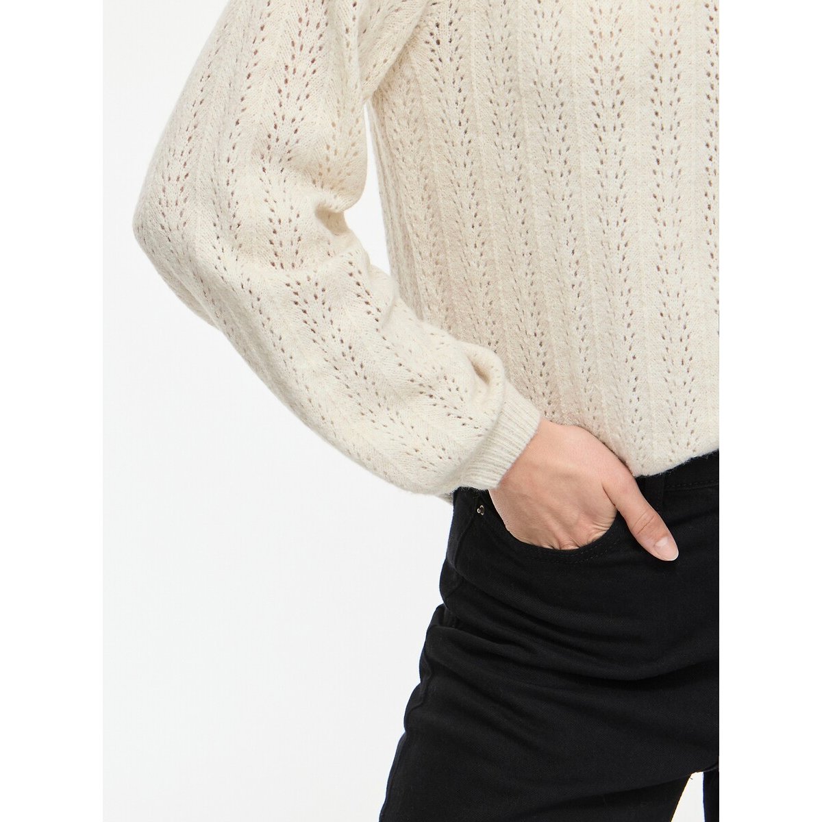 Openwork Crew Neck Jumper ecru , VILA