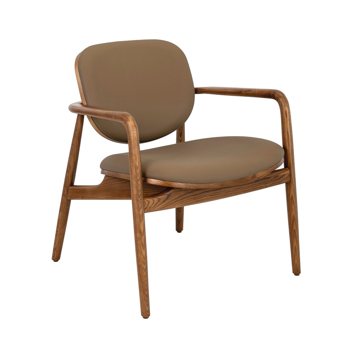 Fauteuil en similicuir taupe et noyer noyer | taupe, ANGEL CERDA