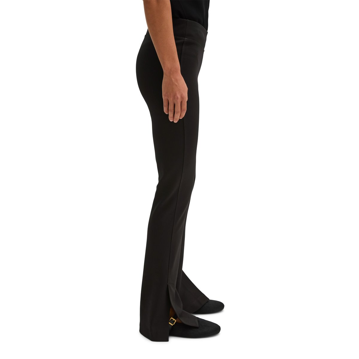 Pantalon en jersey à enfiler, coupe slim évasée en interlock doux noir, MARC O'POLO