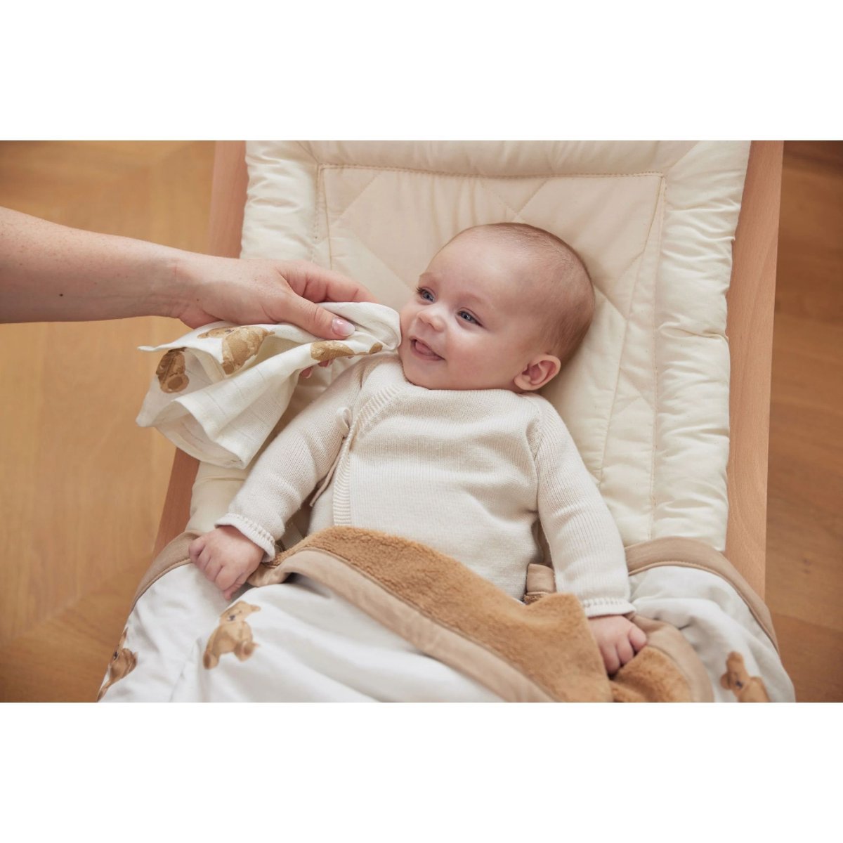 Lot de 3 langes en coton blanc, marron, JOLLEIN