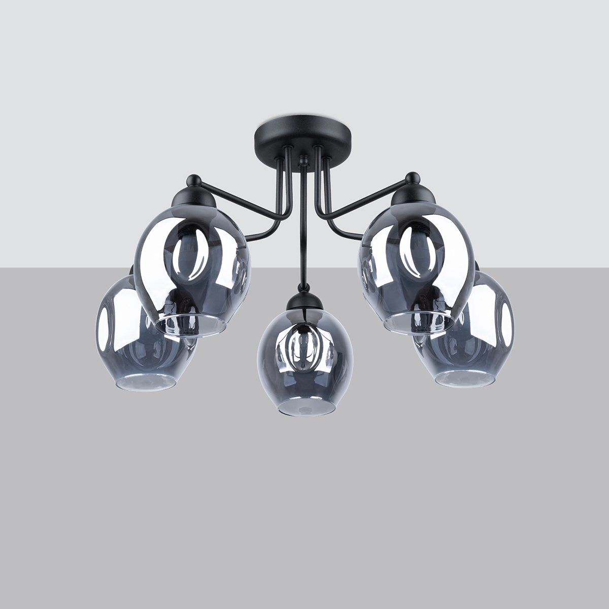 Lustre Acier Noir E27 5 Fillan noir, EDEN