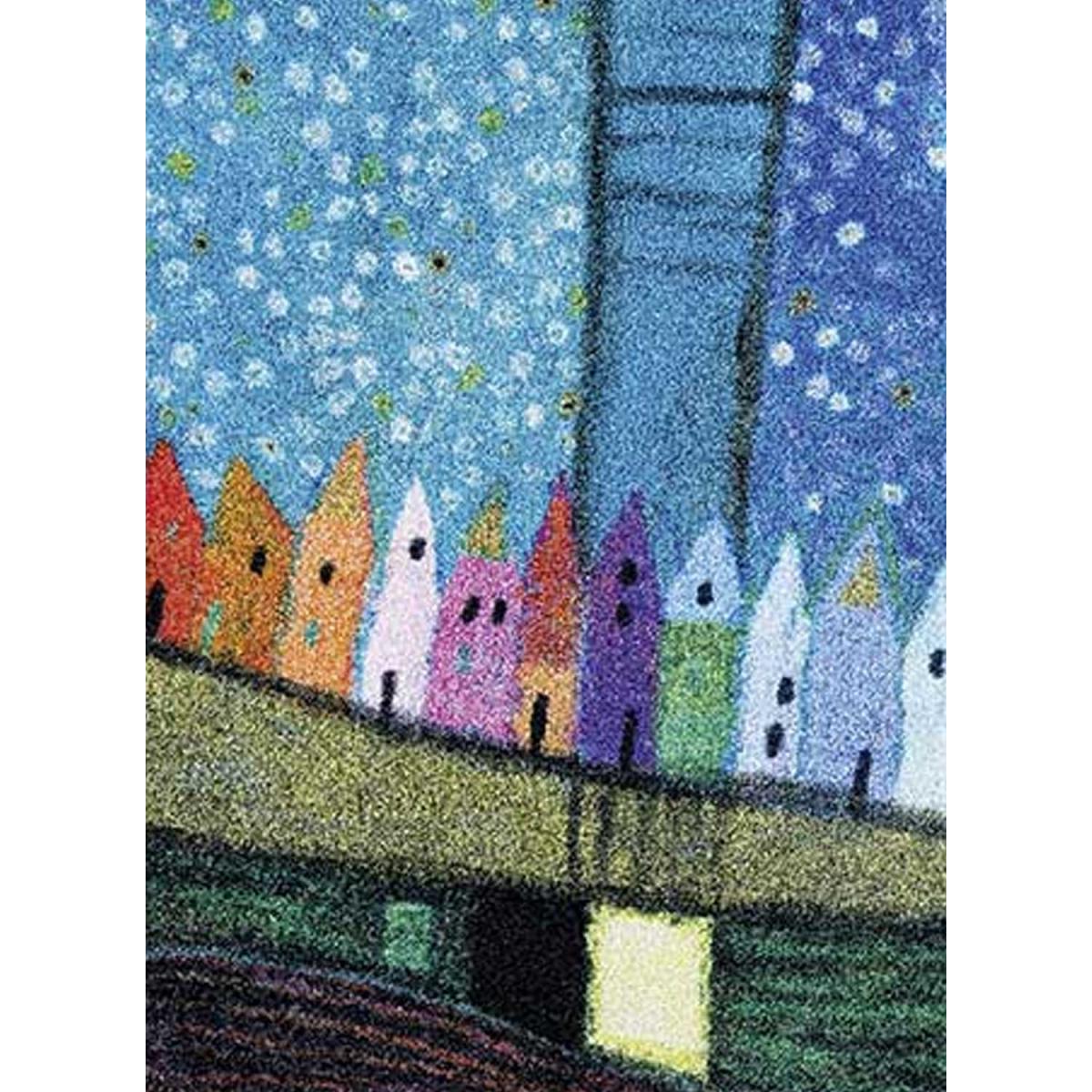 Paillasson tissé motif fresque STADIN bleu, UN AMOUR DE TAPIS