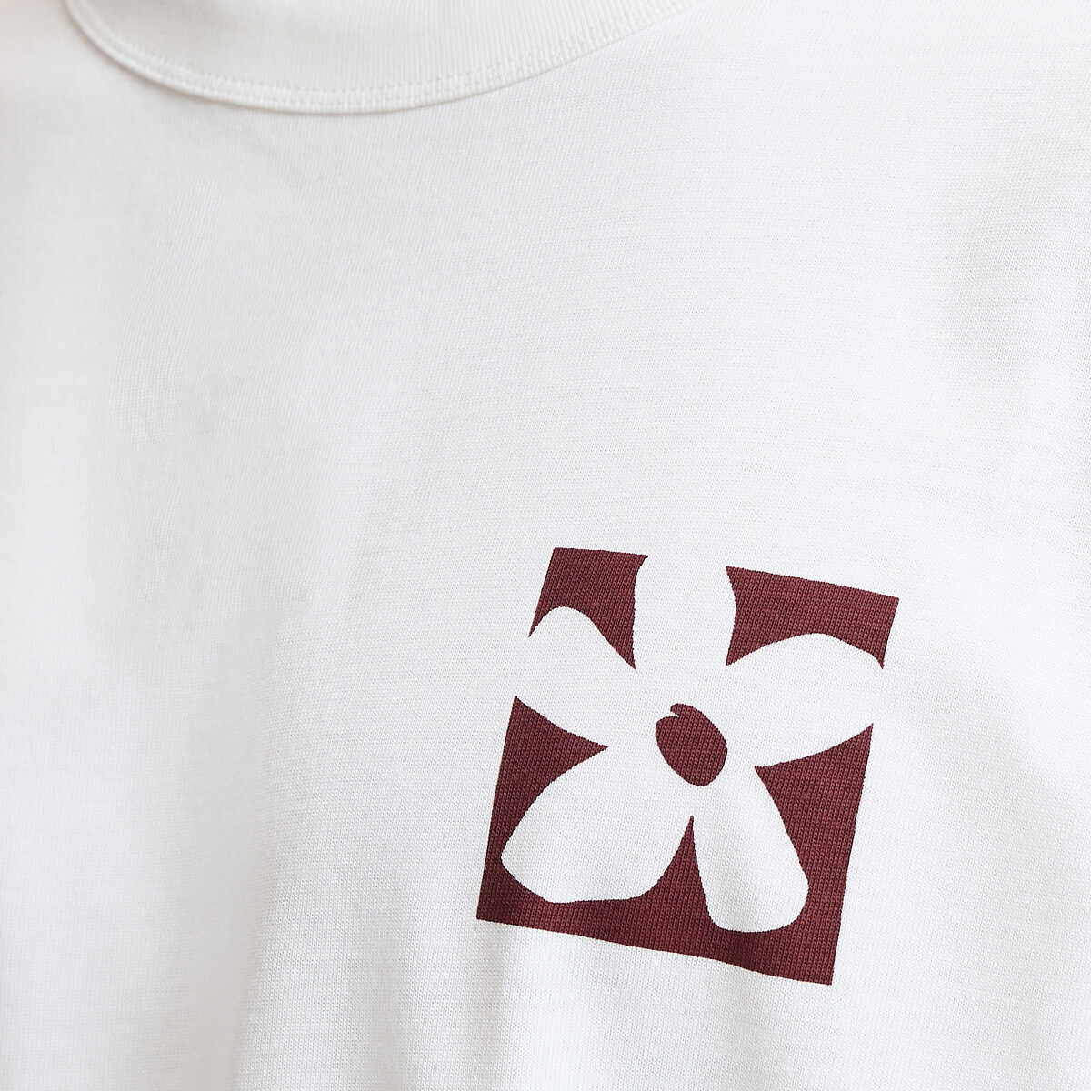 T-shirt boxy fit in cotone, stampa floreale bianco, LA REDOUTE COLLECTIONS
