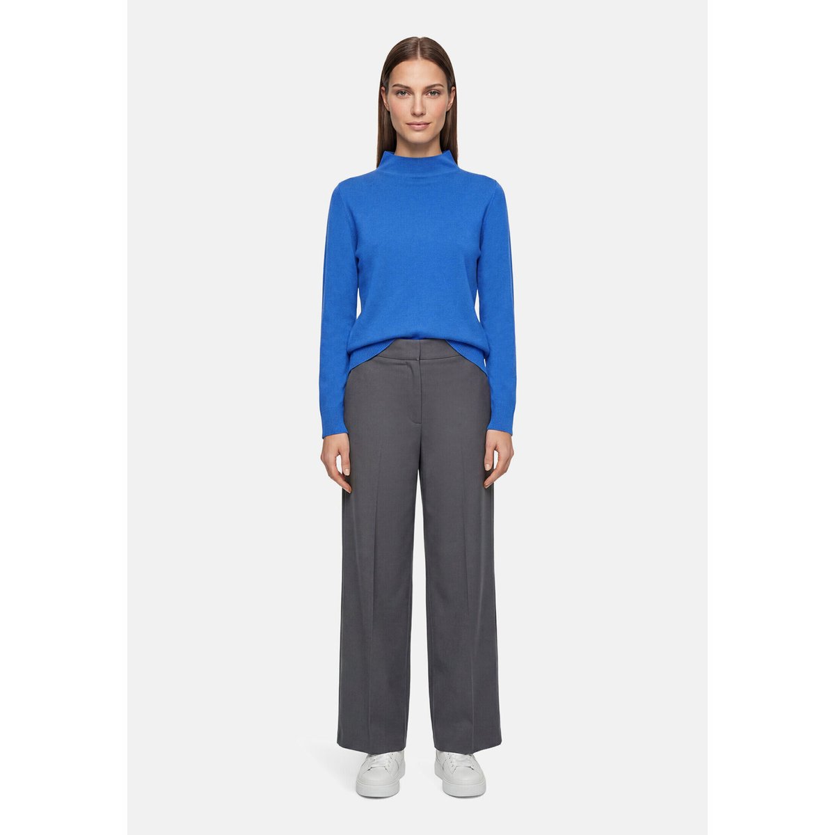 Pull-over en maille basique à col droit electric blue, BETTY BARCLAY