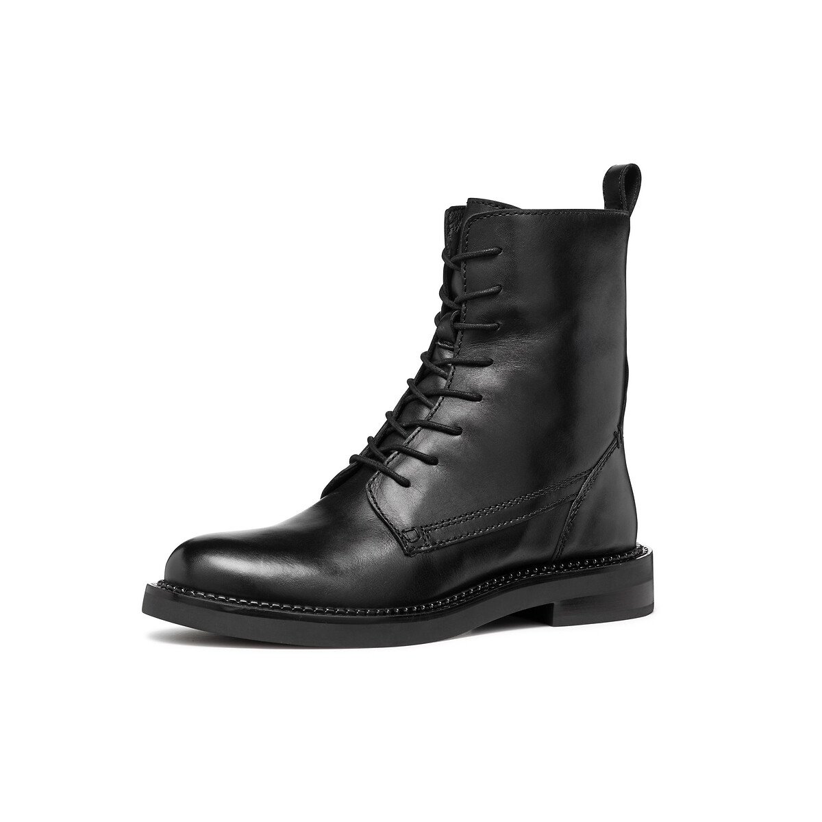 Bottines lacées en cuir, SERILDA noir, GEOX