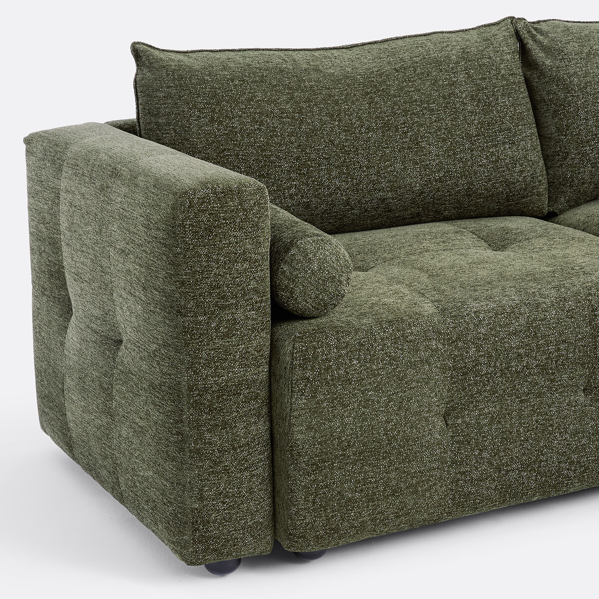 Canapé d'angle réversible, convertible, 3 places, en chenille chinée, MASI kaki, LA REDOUTE INTERIEURS