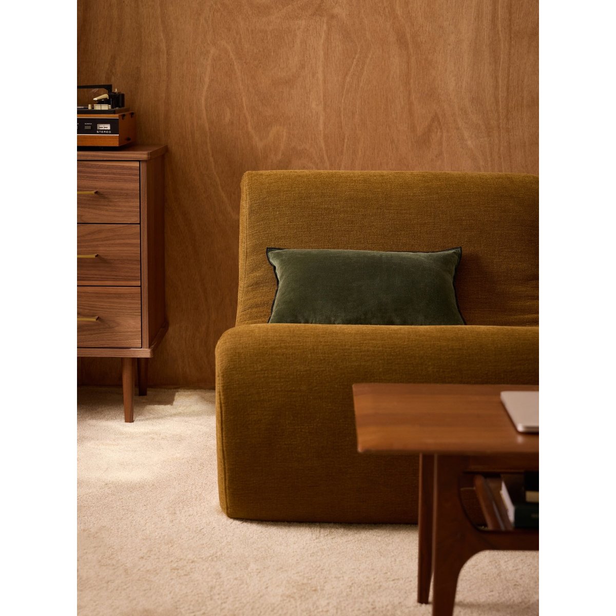 Housse de coussin en velours vert, CYRILLUS