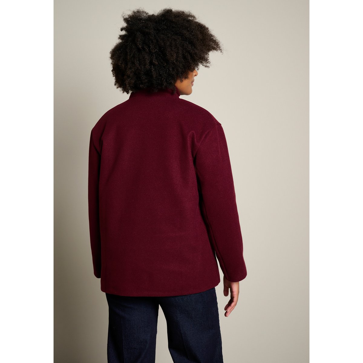 Manteau court col montant aubergine, LOLALIZA