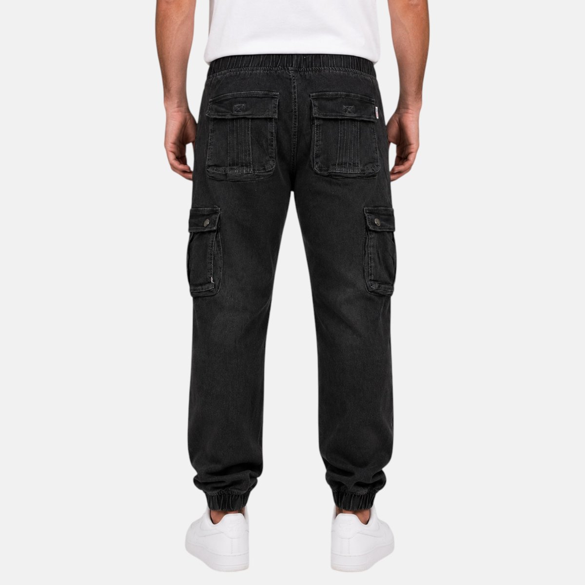 Jean cargo avec poches latérales, coupe droite et taille élastique à cordon SLIM gris, LEE COOPER
