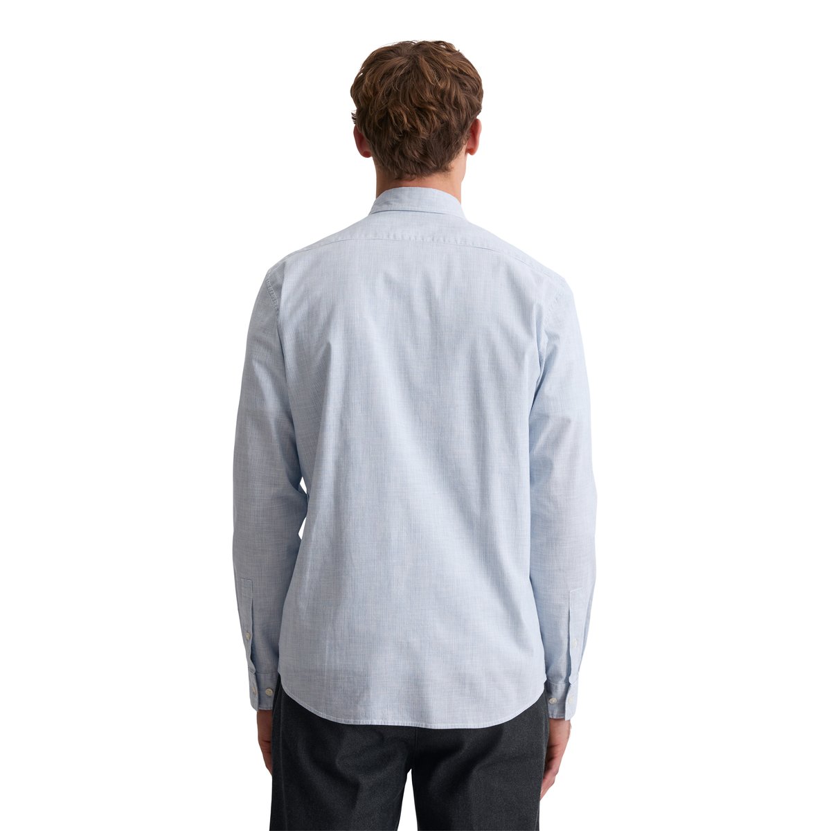 Chemise shaped en coton bio finement rayé bleu clair, MARC O'POLO