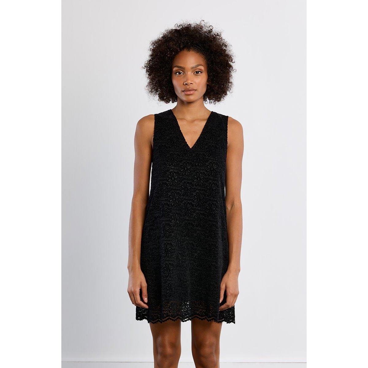 Robe mini en velours, brodée noir, LILI SIDONIO