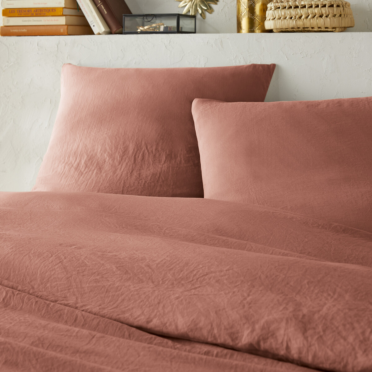 Washed Recycled Polyester Microfibre Bed Set sienna, LA REDOUTE INTERIEURS
