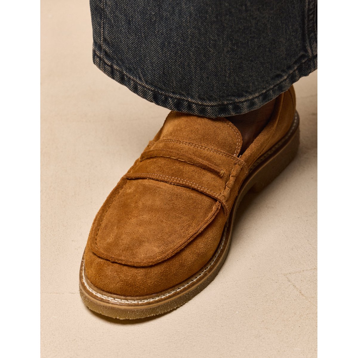 Mocassins IRVIN suède ambre, ODAJE