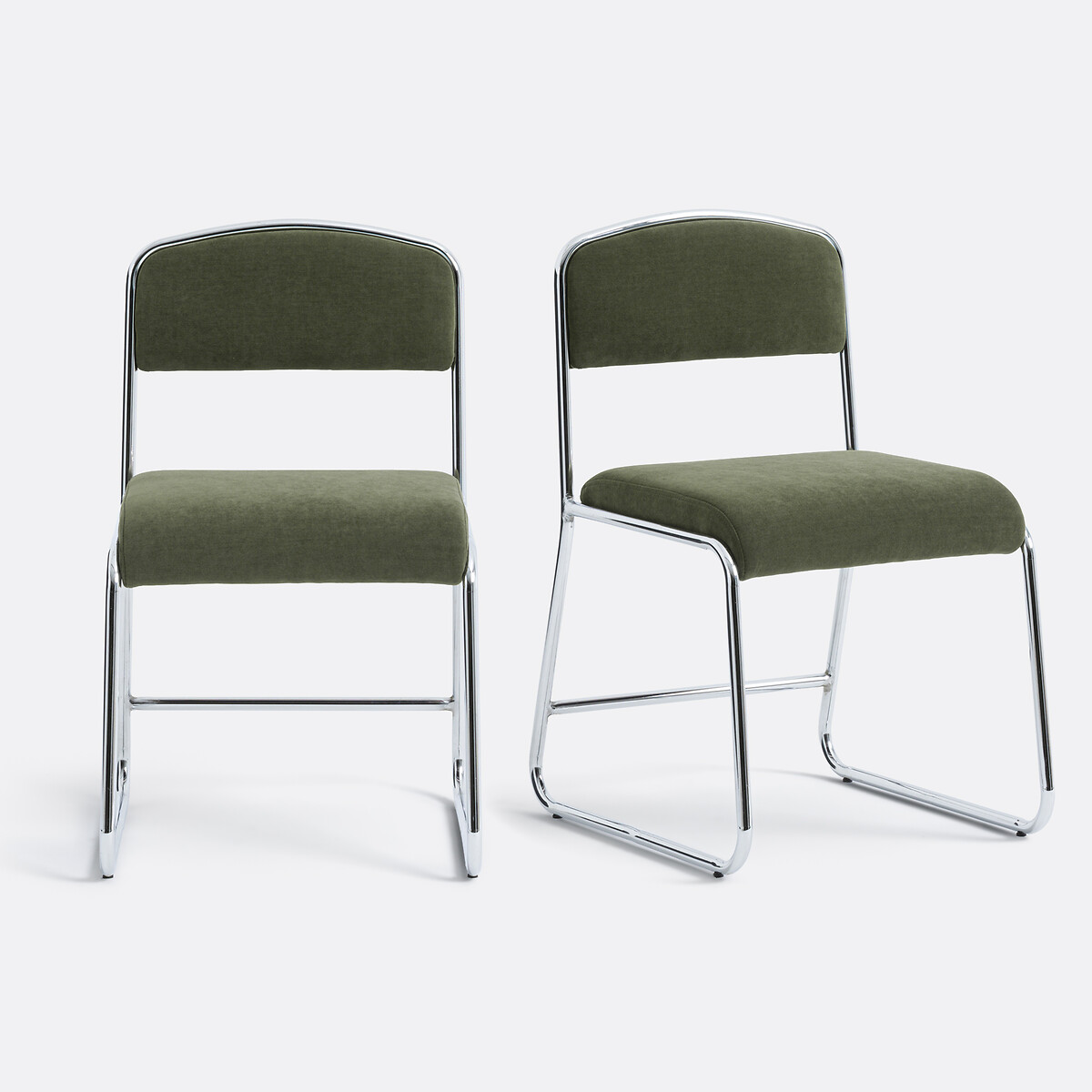 Lot de 2 chaises chrome et tissu, Celestina vert, LA REDOUTE INTERIEURS