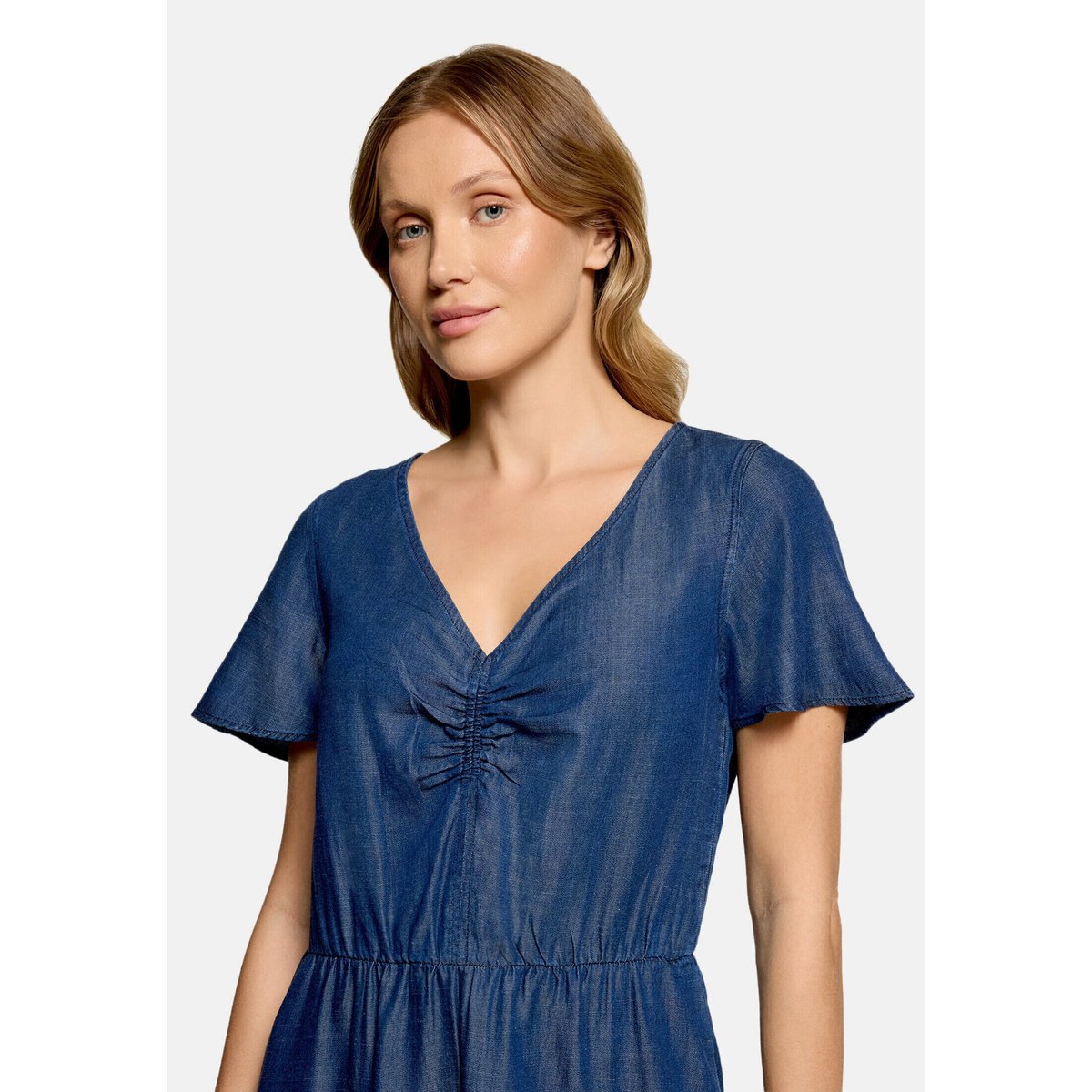 Robe casual à manches à ailettes dark blue denim, CARTOON