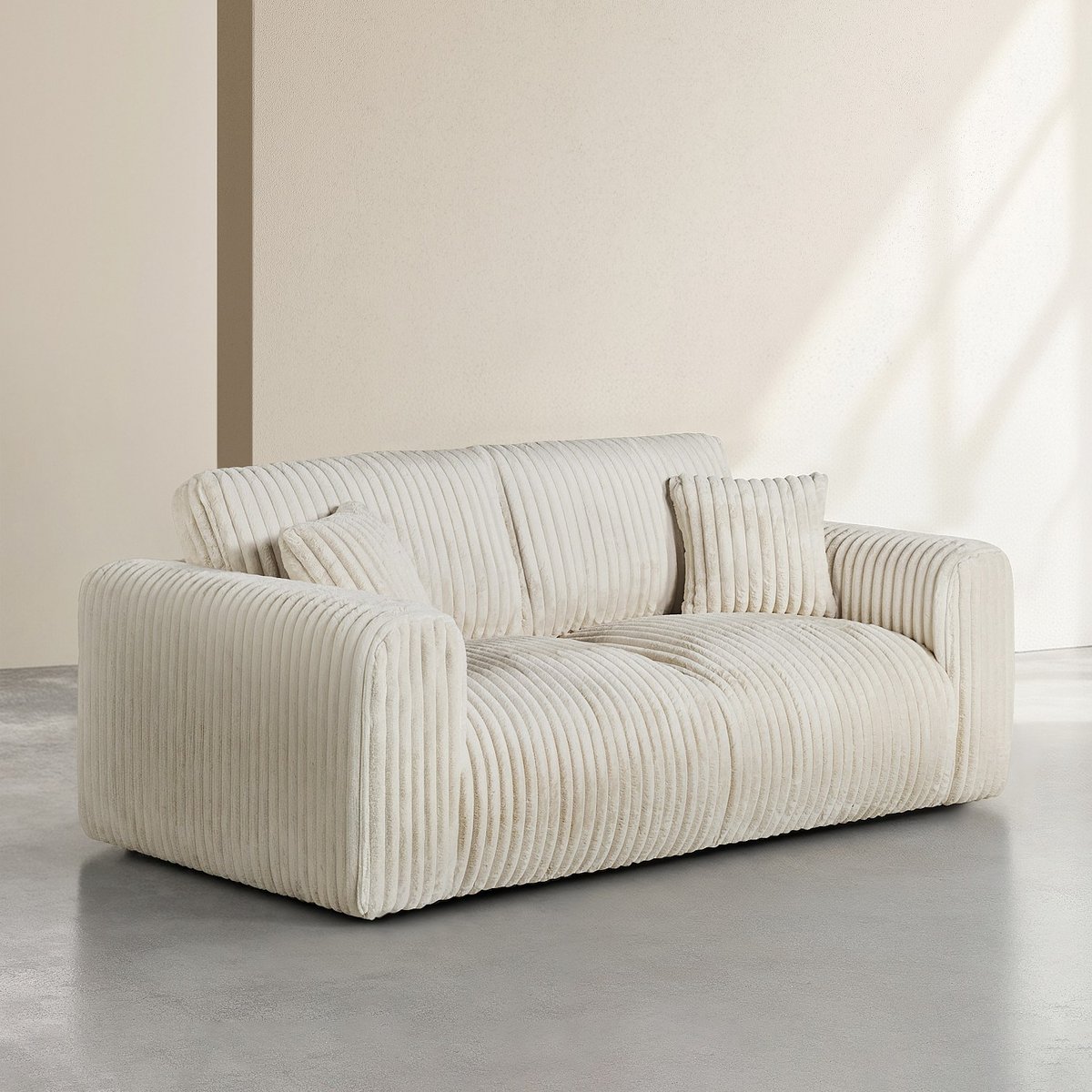 Canapé fixe tissu ALEYA beige, HABITAT